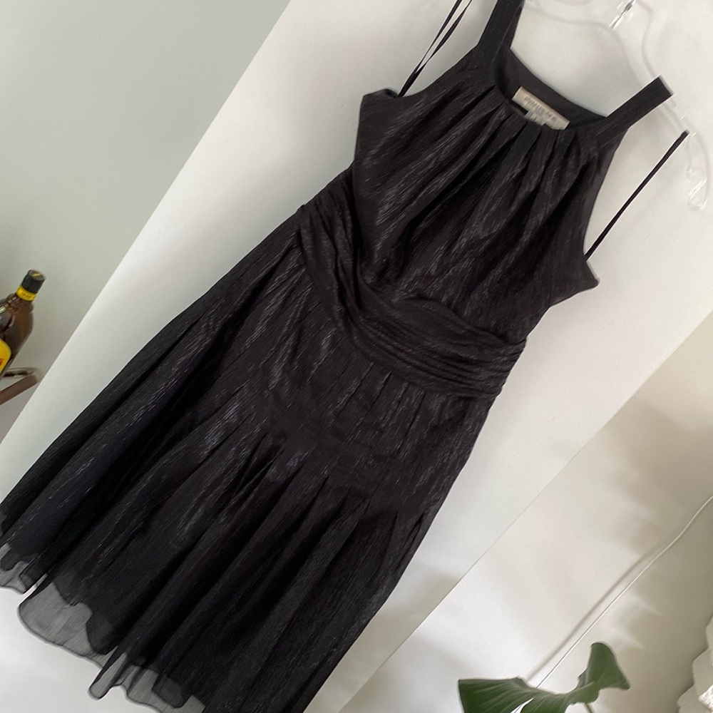 EVAN PICONE black silver shimmer sheer party cocktail dress 8